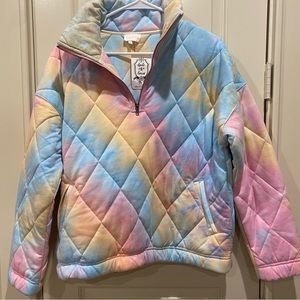 Quilted Pastel Tie Dye Pullover Sweatshirt - S